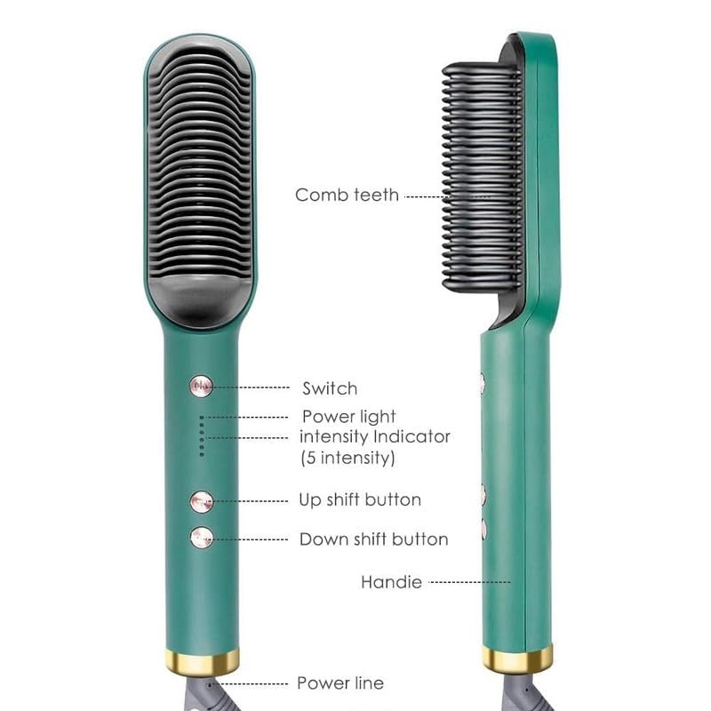 HQT-909B Hair Straightener Comb Brush Hair Straightening Iron Built with Fast Heating & 5 Temp Settings & Anti-Scald Perfect for Home Hair Styler (Assorted Color 15) - Image 2