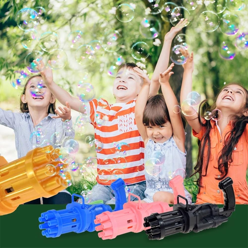 8 Hole Bubble Maker Gatling Bubble Gun Machine Toy for Kids with Bubble Solution Indoor and Outdoor Toddlers Bubble Launcher Machine for Girls and Boys - Multicolor (Color As Per Stock) - Image 2